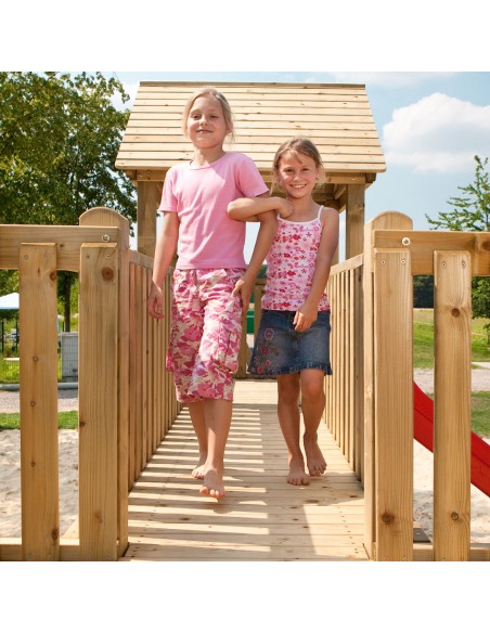 Houten brug voor speelplaats