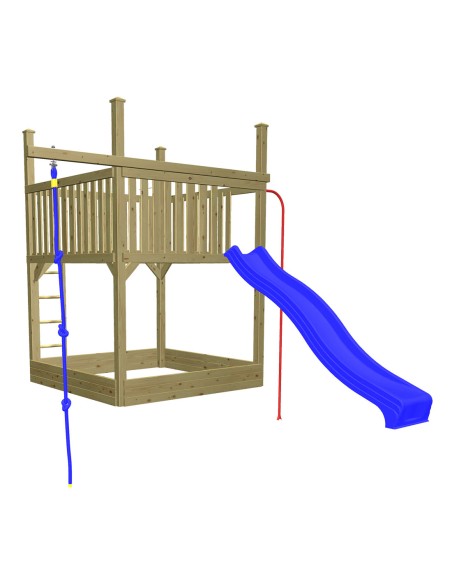 Speeltoren met glijbaan en zandbak