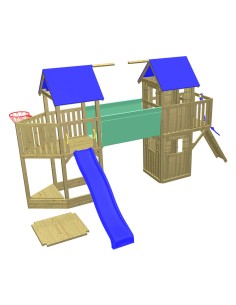 Tours de jeux reliées par pont suspendu