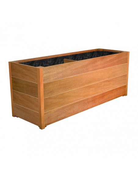 Bac à fleurs rectangulaire en bois exotique pour terrasse
