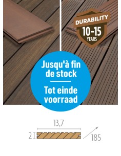 Terrasplank in thermisch behandeld bamboe koffie 20 x 137 mm