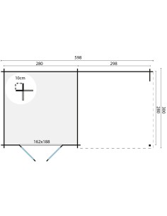 Abri de jardin contemporain 598 x 300 cm - 28 mm - ±16 m2 2