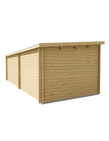 Abri de jardin à toit plat en bois 700 x 300 cm - 28 mm - ±18 m2
