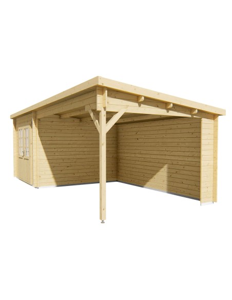 Abri de jardin à toit plat en bois 700 x 300 cm - 28 mm - ±18 m2