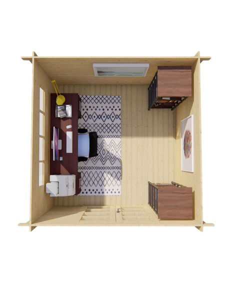 Petit chalet en bois à toit plat 298 x 298 cm - 28 mm - ±8 m2