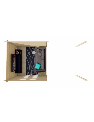 Chalet de jardin à toit plat 598 x 298 cm - 28 mm - ±15 m2