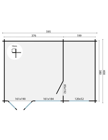 Tiny house Bruxelles 595 x 400 cm - 40 mm - ±22 m2
