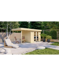 Platdak tuinhuisje met linker zijluifel