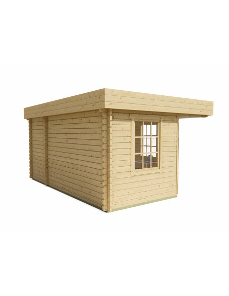 Chalet de jardin en coin 500 x 350 cm - 44 mm - ±16 m2