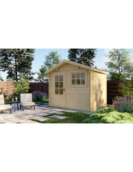 Eenvoudig tuinhuisje met één deur en één raam 295 x 200 cm - 28 mm - ±5 m2