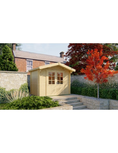 Abri de jardin avec double porte vitrée 295 x 200 cm - 28 mm - ±5 m2