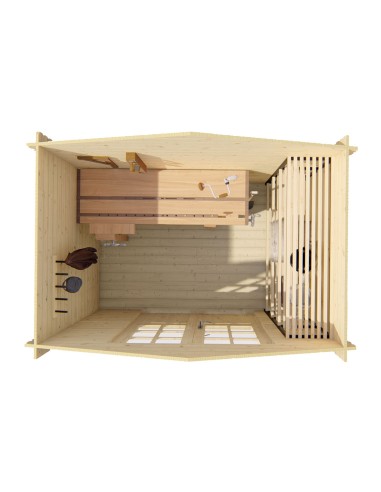 Tuinhuisje met dubbele glazen deur 295 x 200 cm - 28 mm - ±5 m2