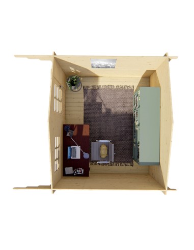 Cabane de jardin avec une porte et une fenêtre 300 x 260 cm - 28 mm - ±7 m2