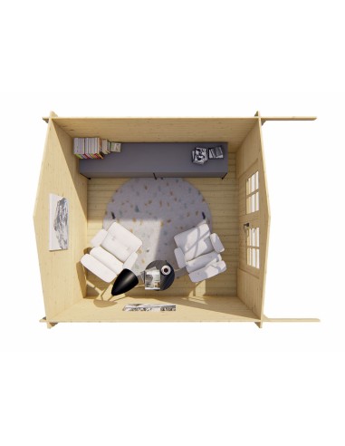 Joli cabanon de jardin avec double porte vitrée 300 x 300 cm - 28 mm - ±8 m2