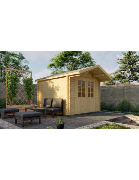 Mooi tuinhuisje met dubbele glazen deur 300 x 300 cm - 28 mm - ±8 m2