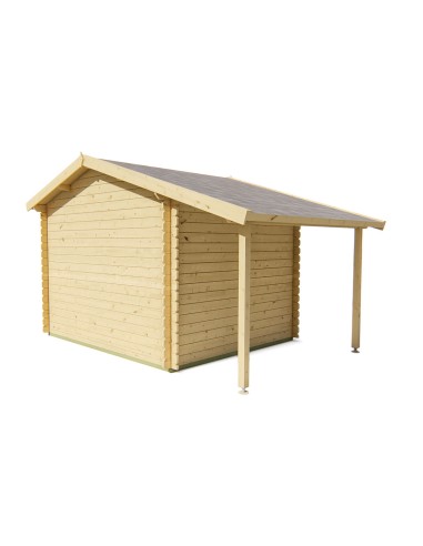 Abri de jardin avec petit auvent sur le côté 300 x 260 cm - 28 mm - ±6 m2