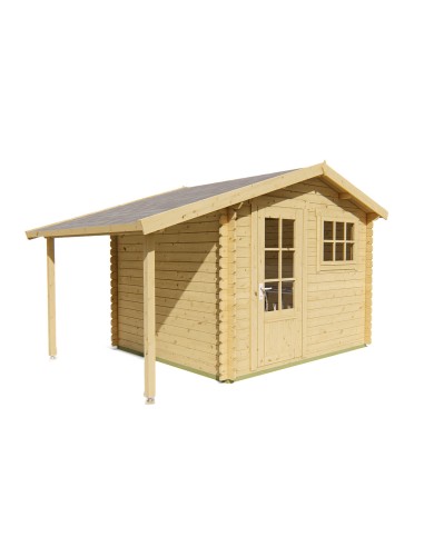 Abri de jardin avec petit auvent sur le côté 300 x 260 cm - 28 mm - ±6 m2