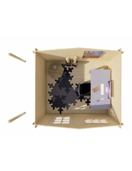 Abri de jardin avec petit auvent sur le côté 300 x 260 cm - 28 mm - ±6 m2