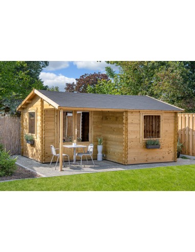 Abri de jardin avec auvent 500 x 410 cm - 34 mm - ±17 m2