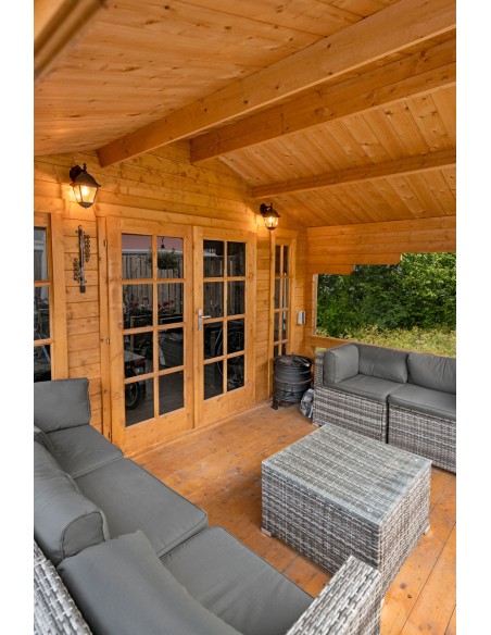 Tuinhuisje met dubbele deur 380 x 380 cm - 44 mm ±13 m2