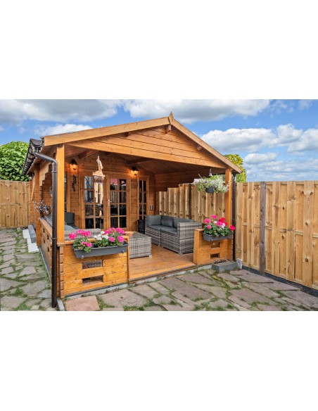 Tuinhuisje met dubbele deur 380 x 380 cm - 44 mm ±13 m2