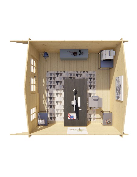 Tuinhuisje met dubbele deur 380 x 380 cm - 44 mm ±13 m2