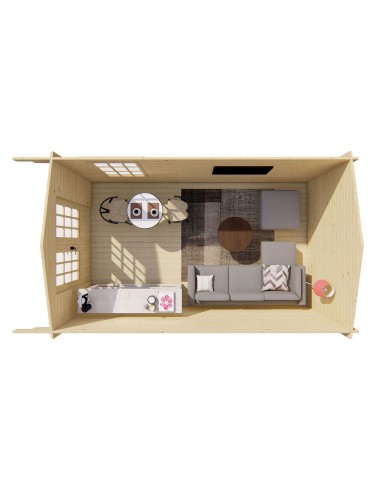 Tuinhuisje met dubbele glazen deur en zijraam 300 x 500 cm - 40 mm - ±13 m2