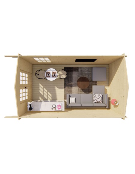 Tuinhuisje met dubbele glazen deur en zijraam 300 x 500 cm - 40 mm - ±13 m2