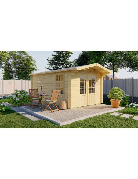 Tuinhuisje met dubbele glazen deur en zijraam 300 x 500 cm - 40 mm - ±13 m2