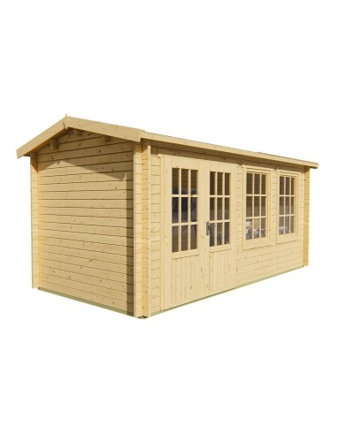 Abri de jardin avec double porte et double fenêtre vitrée 500 x 250 cm - 40 mm - ±11 m2