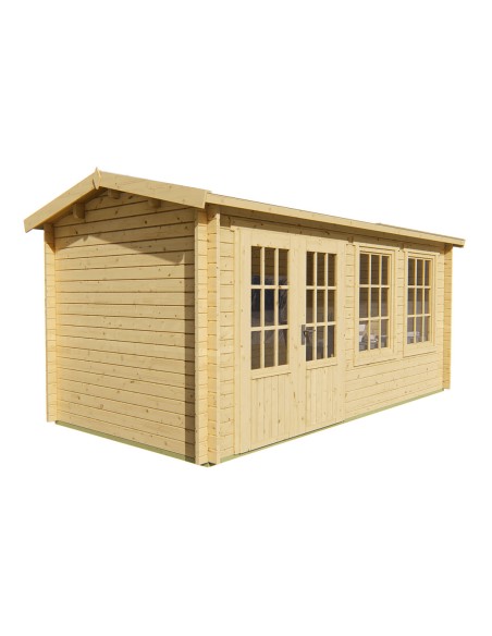 Abri de jardin avec double porte et double fenêtre vitrée 500 x 250 cm - 40 mm - ±11 m2