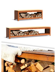 Cortenstaal houtopslagbank