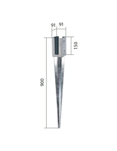 Pointe en fer poteau carré avec rainure 2