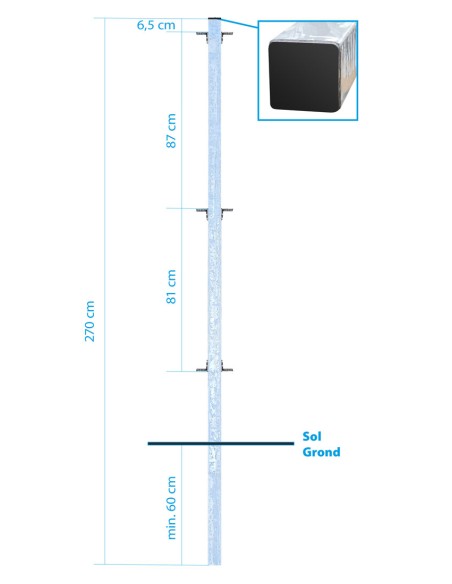 Poteau galvanisé pour palissade