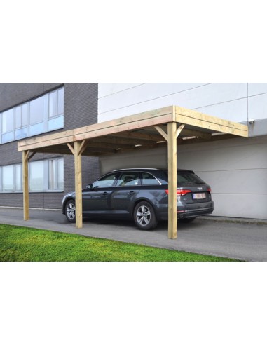 Carport contre façade à toit plat 3x5,8 mètres