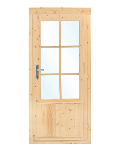 Porte vitrée pour abri de jardin en pin