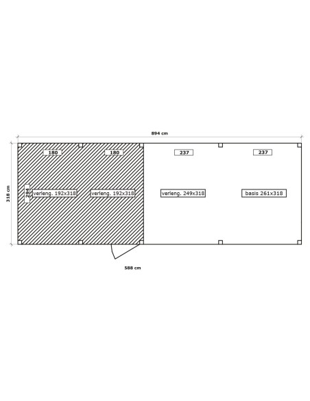 Tuinhuisje met prieel 894 x 318 cm