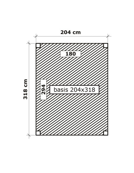 Schuur met plat dak 318 x 204 cm