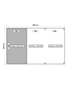Schuur met plat dak en prieel 588 x 363 cm 2