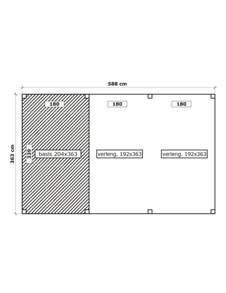 Tuinhuis met geïntegreerde prieel