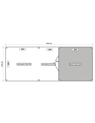 Tuinhuis met overdekt terras XL