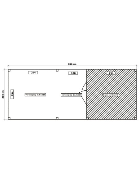 Abri de jardin avec terrasse couverte XL