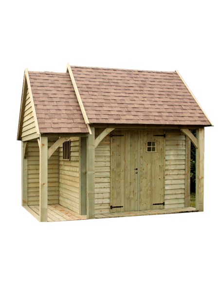 Abris de jardin Cottage 3 x 3 m avec avancée + annexe 1,045 x 3 m