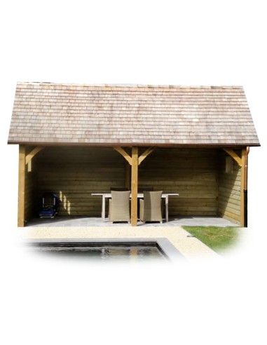 Abris de jardin Cottage 3x3 m + extension 2,85x3 m