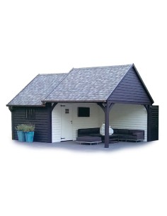 Tuinhuisje Cottage 3,9 x 3,9 m + aanbouw 2,85 x 3,9 m