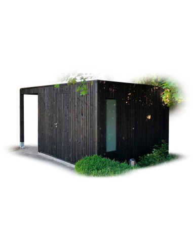 Abri de jardin noir avec lattes verticales 420 x 318 cm