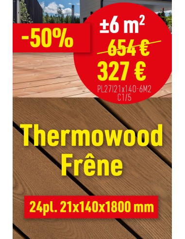 Promo Terrasse en Thermowood Frêne ±6m2