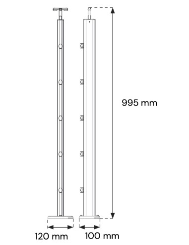 Poteau balustrade à plat