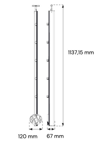 Poteau balustrade latéral