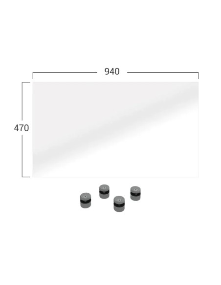 Verre synthétique pour balustrade de terrasse + 4 supports